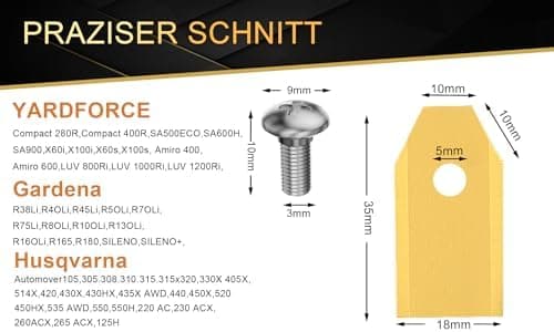 Husqvarna Ersatzmesser für Mähroboter I Universal Klingen für Rasenmäher I Top-Qualität für Rasenroboter Messerset Kling