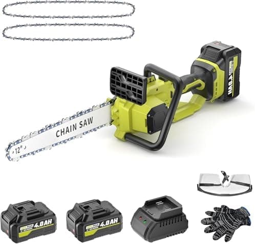 Akku Kettensäge 8000mAh 12"Für Garten, Akku Kettensäge mit Ölversorgung und Ersatzkette, Elektrische Holzschere