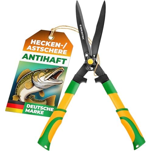 GRÜNTEK GRIZZLY Metall-Amboss Heckenschere – Antihaftbeschichtung, 60mm Klingenlänge, 2-fach-Getriebe, ergonomische Grif