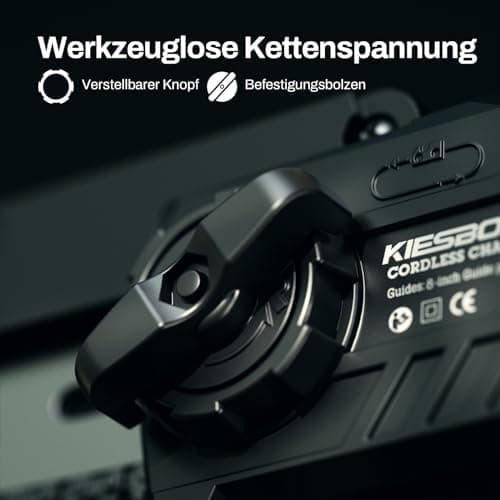 KIESBOHR Akku-Kettensäge 8 Zoll für Profis mit Kettenschmiersystem Batteriebetrieb
