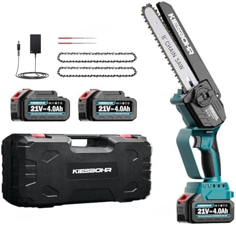 KIESBOHR Akku-Kettensäge 8 Zoll für Profis mit Kettenschmiersystem Batteriebetrieb