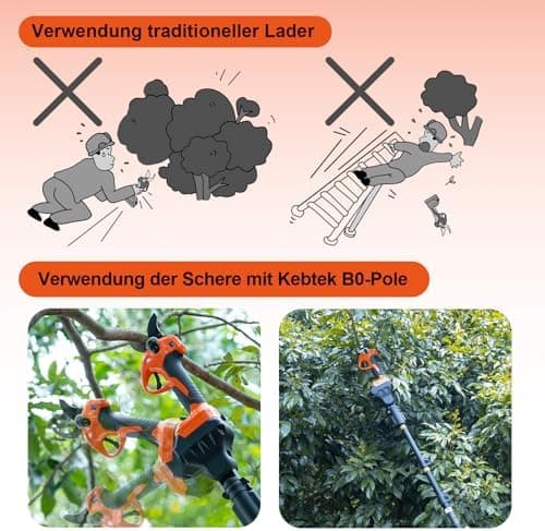 Kebtek Akku Astschere für Gartenarbeit Elektrische Schere Profi Buchsbaumschere 40mm (Nur Scherenkörper)