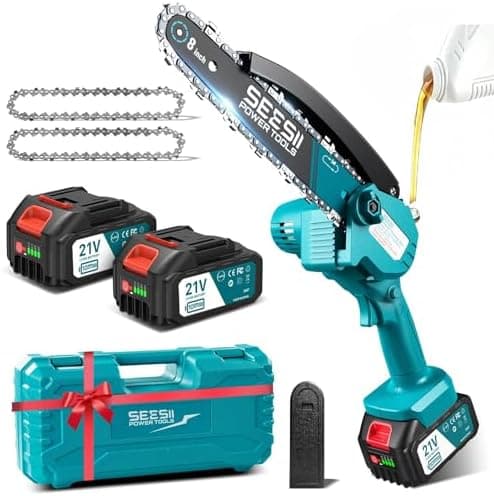 SEESII Akku-Kettensäge 8000mAh 6 Zoll für Gartenarbeiten Handicraftenierte Holzschere