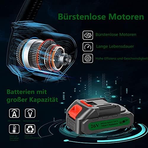 Mini Kettensäge mit Akku - 2-in-1 Kit, 6 Zoll Säge und Superleistung, perfekt für Gartenarbeiten - (2 Batterien, 2 Kette