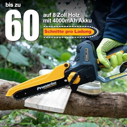 Prunarbo Akku-Kettensäge 900W Brushless PR-E8 - ideal für Gartenarbeit & Heimwerken & Holzbearbeitung 8" 2x |0Ah