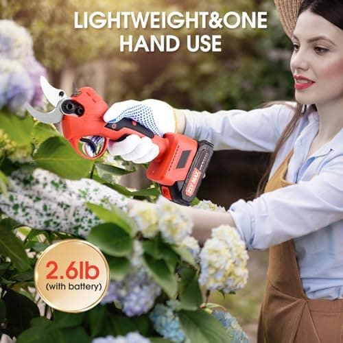 XIAZIR Elektrische Astschere 600W Brushless-Motor, Kabellos für Garten, Obstgarten & Farm 2×21V 2000mAh Akku