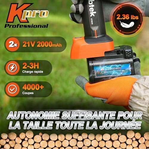 Kebtek KT 9035 Akku Astschere Teleskop für Gartenbaumbeschneidung mit 4000mAh Batterie und |4m Verlängerungsstange