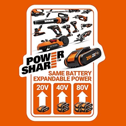 WORX Akku Mini Kettensäge 18V MAX PowerShare 12 cm vibrationsarm leicht Verlängerungsstange 1 Akku 1 Ladegerät