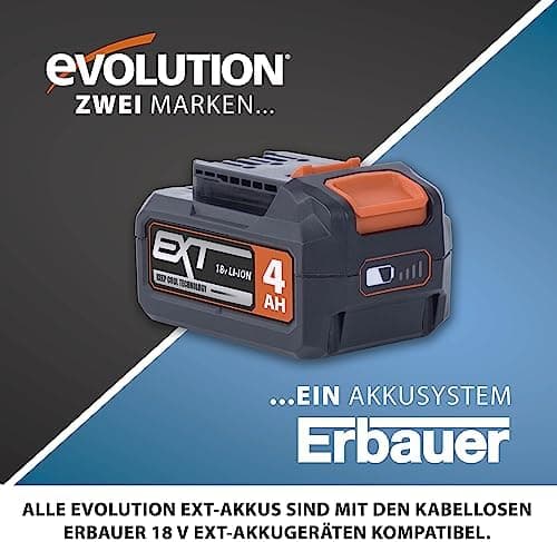Evolution Power Tools Lithium-Ionen-Akkupack 18 V - 4 Ah für Profis und Do-it-Yourselfer bei Baustellen und Heimrenovier