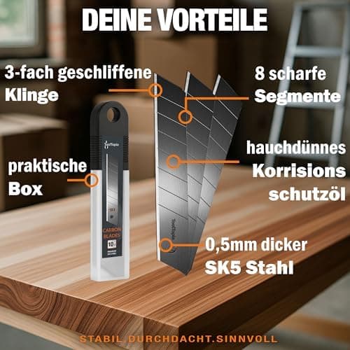 Cuttermesser Klingen 18mm – Premium Ersatz Blades für Teppichmesser – Super scharf und robust I perfekt für universelle