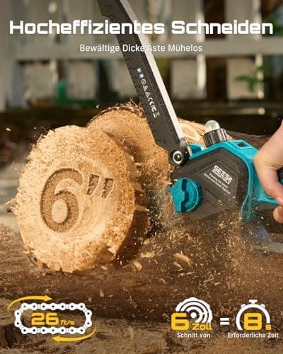 SEESII 2-in-1 Akku Hochentaster, |87m Reichweite elektrische Kettensäge mit 2 x 4000 mAh Batterien für Baumtrimmen und A