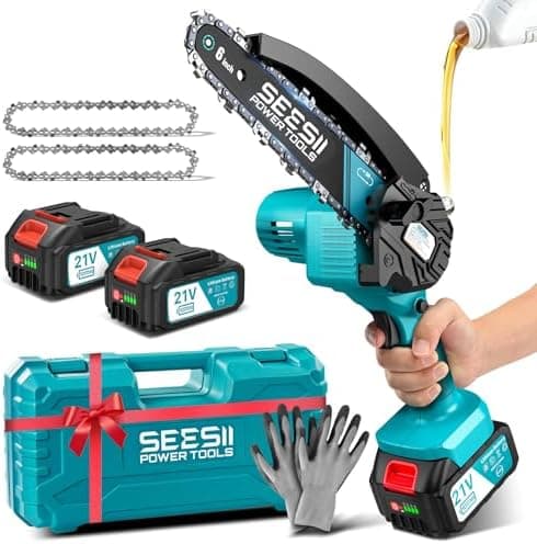 SEESII Akku-Kettensäge 8000mAh 6 Zoll für Gartenarbeiten Handicraftenierte Holzschere