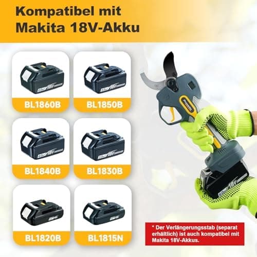 Prunarbo 50mm Elektrische Astschere 900W Starkes Schneiden Professional Kompatibel mit Makita 18V Akkus PR-E50  
Prunarb