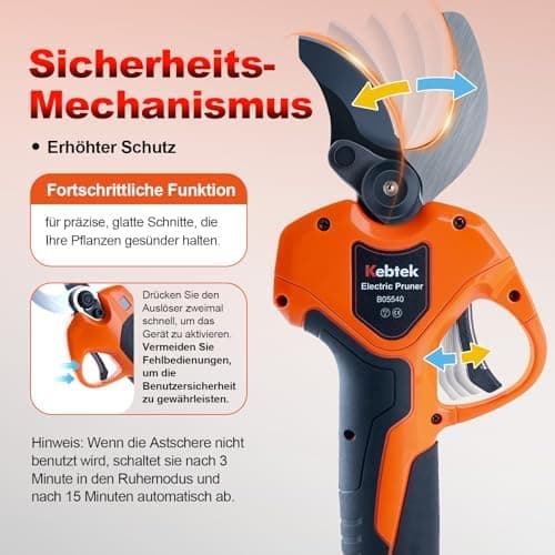 Kebtek Akku Astschere für Gartenarbeit Elektrische Schere Profi Buchsbaumschere 40mm (Nur Scherenkörper)