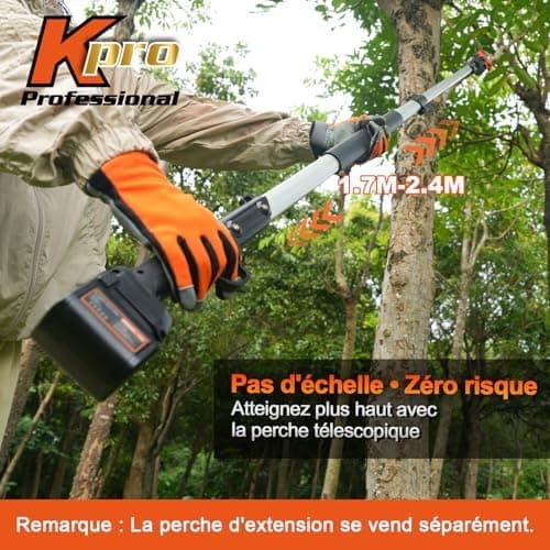 Kebtek KT 9035 Akku Astschere Teleskop für Gartenbaumbeschneidung mit 4000mAh Batterie und |4m Verlängerungsstange