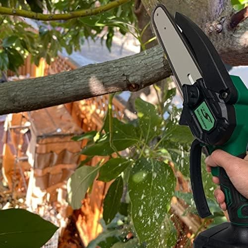 Mini Kettensäge mit Akku - 2-in-1 Kit, 6 Zoll Säge und Superleistung, perfekt für Gartenarbeiten - (2 Batterien, 2 Kette