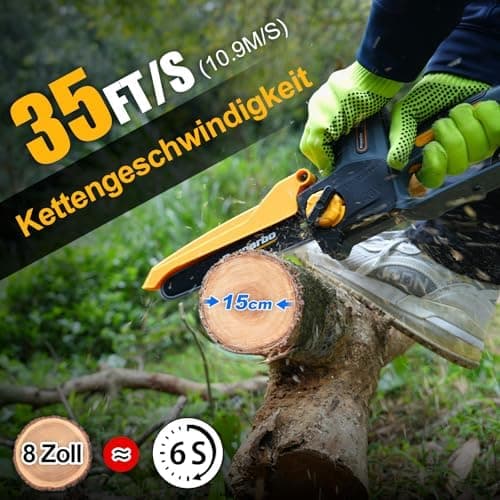 Prunarbo Akku-Kettensäge 900W Brushless PR-E8 - ideal für Gartenarbeit & Heimwerken & Holzbearbeitung 8" 2x |0Ah