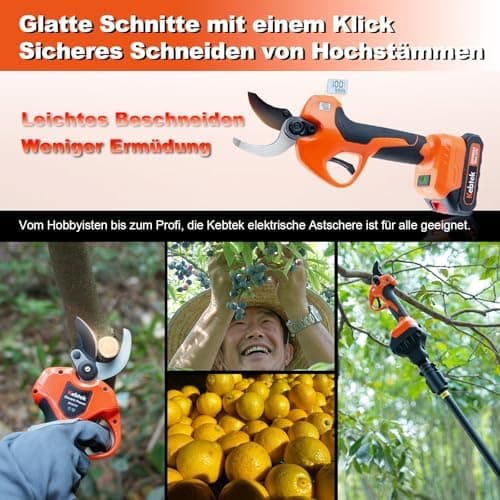 Kebtek Akku Astschere für Gartenarbeit Elektrische Schere Profi Buchsbaumschere 40mm (Nur Scherenkörper)