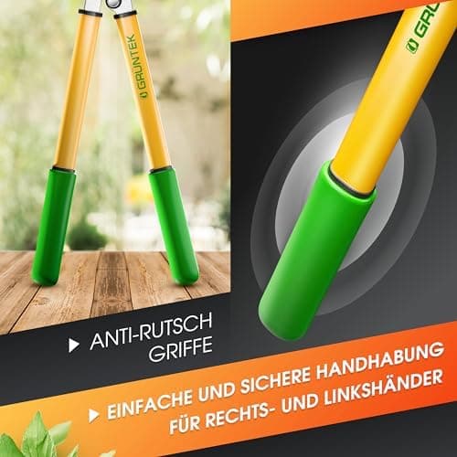 GRÜNTEK GRIZZLY Metall-Amboss Heckenschere – Antihaftbeschichtung, 60mm Klingenlänge, 2-fach-Getriebe, ergonomische Grif