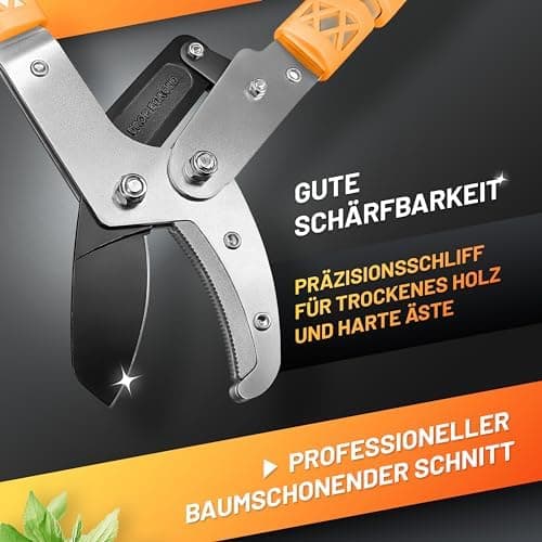 GRÜNTEK SMART-CUT AMBOSS-Astschere 685-1015 mm, gehärtete Klinge, 7-Fach verstellbare Griffe, perfekt für Baumkötter!
