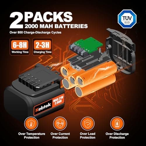 Kebtek Professionelle 35MM Elektrische Astschere 18 V - Hochleistungsakkubatterie - 2 Stück Set