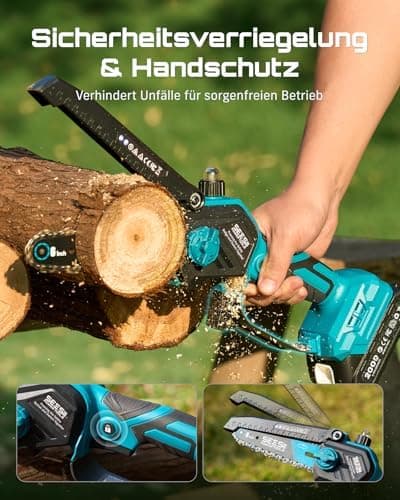 SEESII 2-in-1 Akku Hochentaster, |87m Reichweite elektrische Kettensäge mit 2 x 4000 mAh Batterien für Baumtrimmen und A