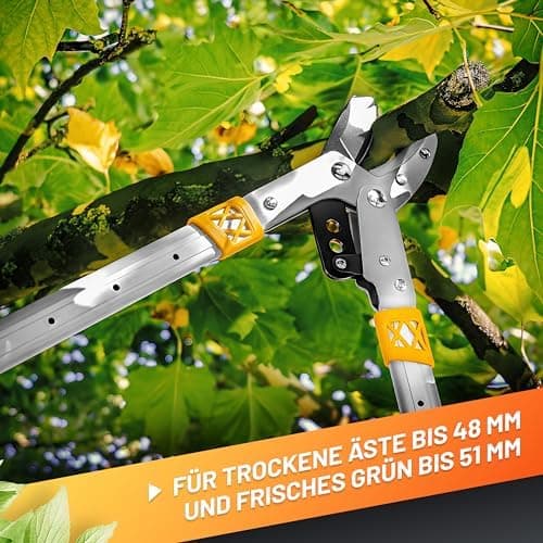GRÜNTEK SMART-CUT AMBOSS-Astschere 685-1015 mm, gehärtete Klinge, 7-Fach verstellbare Griffe, perfekt für Baumkötter!