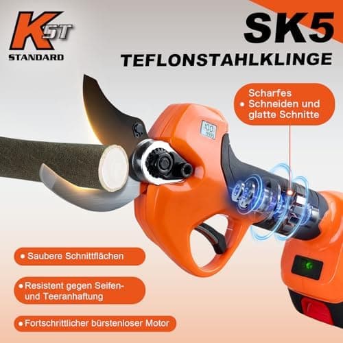 Kebtek Akku Astschere für Gartenarbeit Elektrische Schere Profi Buchsbaumschere 40mm (Nur Scherenkörper)