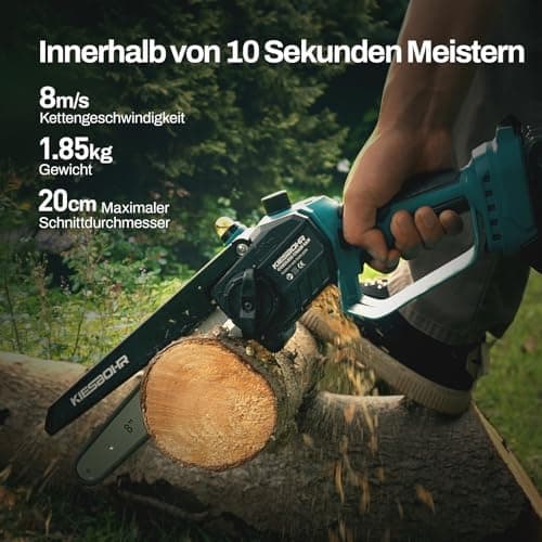 KIESBOHR Mini Akku Kettensäge für Profis, Kompatibel mit Makita 18V Akku, Ohne Akku und Kettenöl CS001 (8 Zoll, brushles