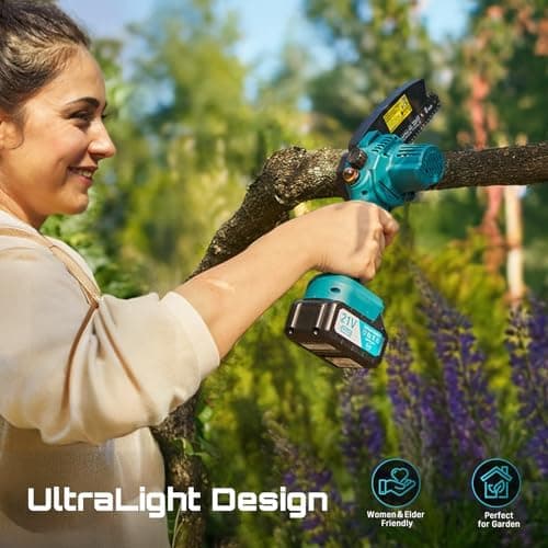 SEESII Akku-Kettensäge 8000mAh 6 Zoll für Gartenarbeiten Handicraftenierte Holzschere