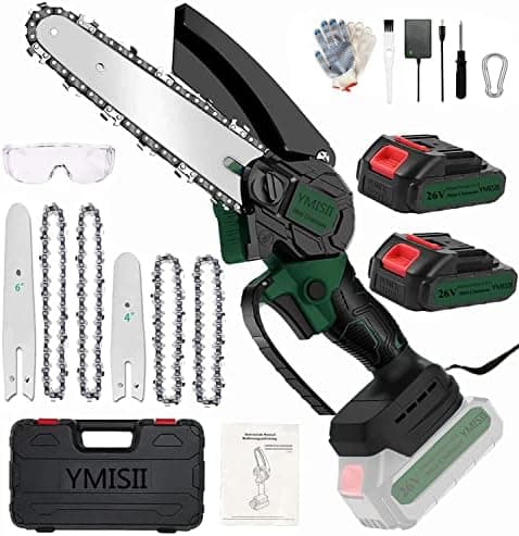 Mini Kettensäge mit Akku - 2-in-1 Kit, 6 Zoll Säge und Superleistung, perfekt für Gartenarbeiten - (2 Batterien, 2 Kette