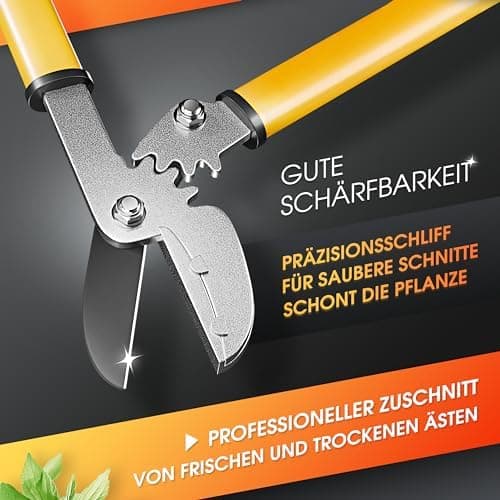 GRÜNTEK GRIZZLY Metall-Amboss Heckenschere – Antihaftbeschichtung, 60mm Klingenlänge, 2-fach-Getriebe, ergonomische Grif