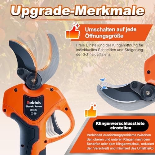 Kebtek Akku Astschere für Gartenarbeit Elektrische Schere Profi Buchsbaumschere 40mm (Nur Scherenkörper)