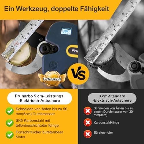 Prunarbo 50mm Elektrische Astschere 900W Starkes Schneiden Professional Kompatibel mit Makita 18V Akkus PR-E50  
Prunarb