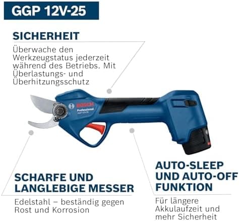 Bosch Professional 12V System Astschere mit bürstenlosen Motor und 25-mm-Schnitte zur professionellen Verwendung in der