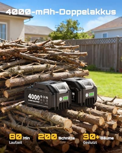 SEESII 2-in-1 Akku Hochentaster, |87m Reichweite elektrische Kettensäge mit 2 x 4000 mAh Batterien für Baumtrimmen und A