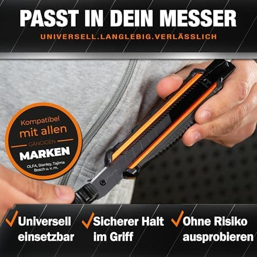 Cuttermesser Klingen 18mm – Premium Ersatz Blades für Teppichmesser – Super scharf und robust I perfekt für universelle