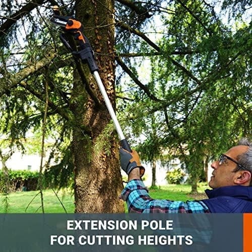 WORX Akku Mini Kettensäge 18V MAX PowerShare 12 cm vibrationsarm leicht Verlängerungsstange 1 Akku 1 Ladegerät