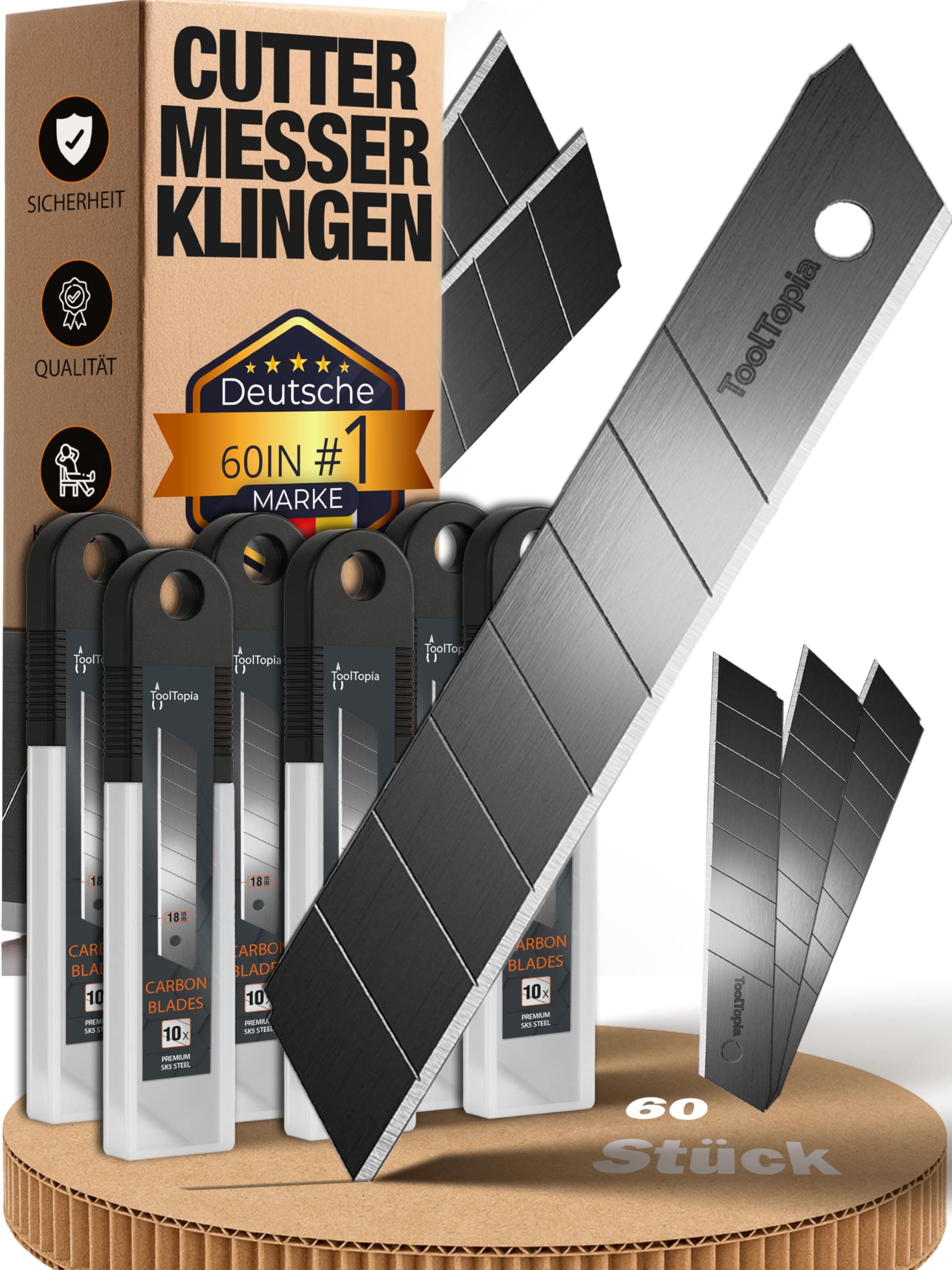 Cuttermesser Klingen 18mm – Premium Ersatz Blades für Teppichmesser – Super scharf und robust I perfekt für universelle